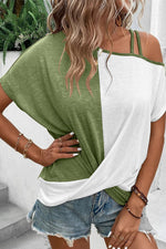 One Shoulder Twist Colorblock