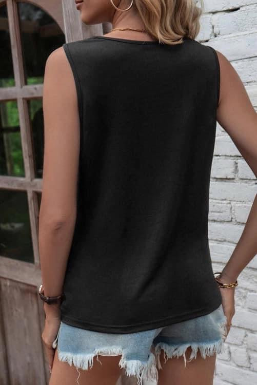 Laser Cut Twist Sleeveless top