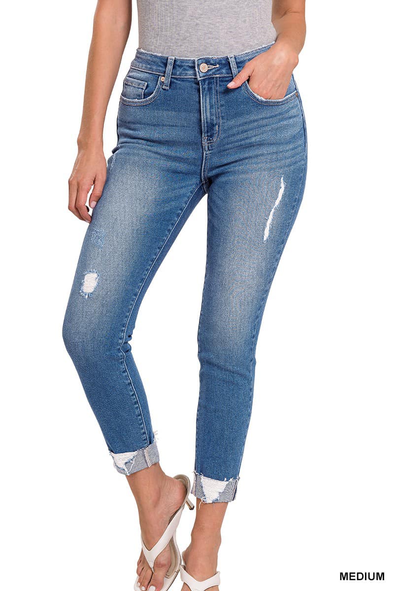 Zenana Cuffed Skinny Jeans