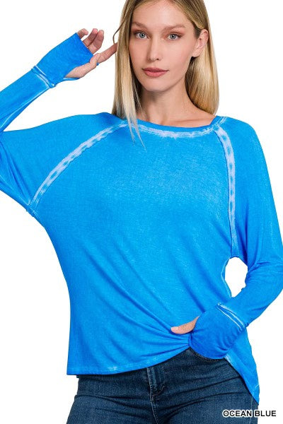 Zenana Mineral Wash Long Sleeve T