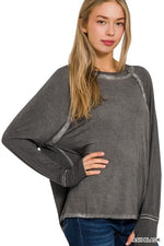 Zenana Mineral Wash Long Sleeve T