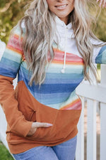 Striped Color block Hoodie