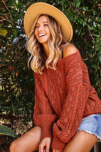 Eyelet Knit Fall Sweater