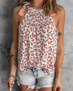 Floral Tasseled Halter Tank