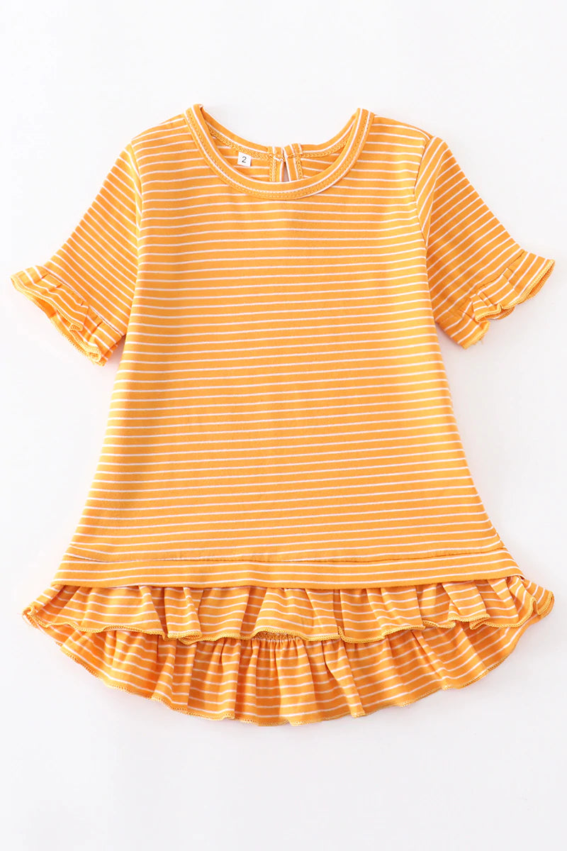 Mustard Striped Ruffle Shirt - 5 Years