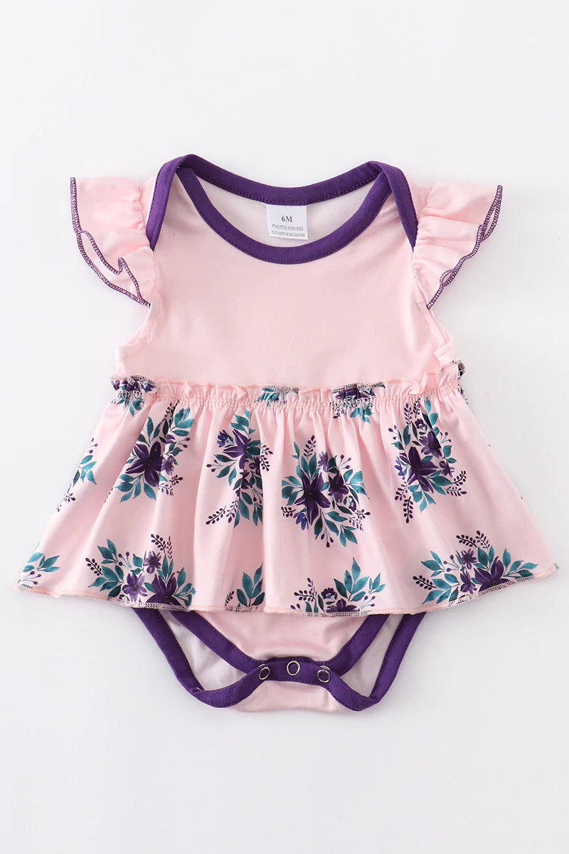 Pink Floral Ruffle Romper 12M