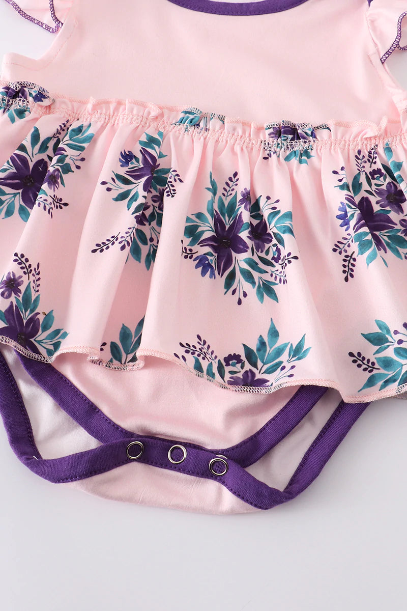 Pink Floral Ruffle Romper 12M