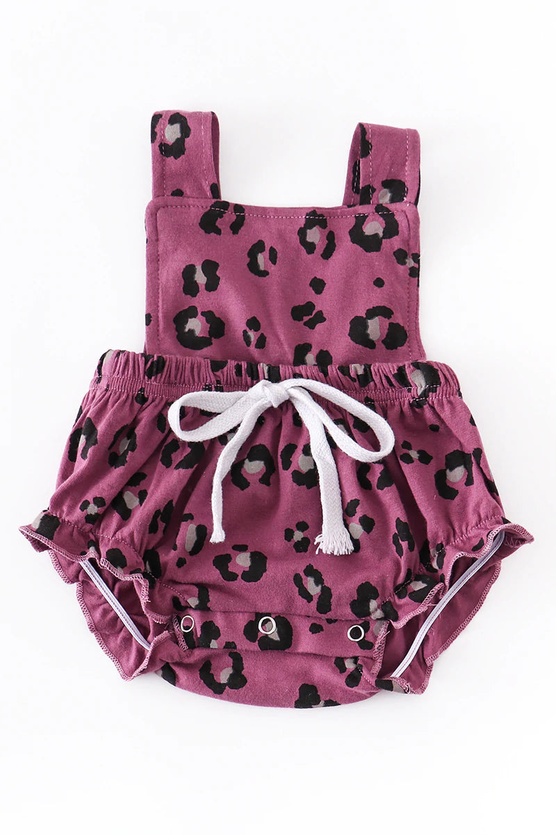 Purple Leopard Romper - 3 Months