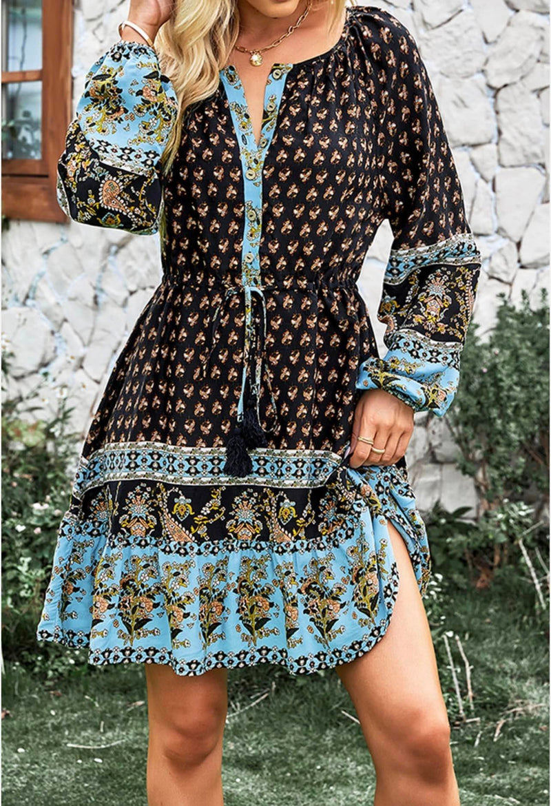 Boho Lantern Sleeve Dress