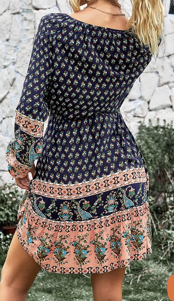 Boho Lantern Sleeve Dress