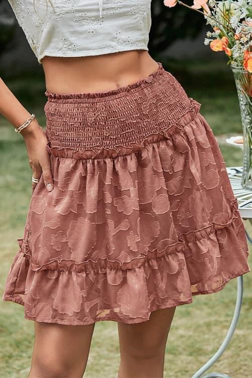 Appliqué Smocked Frill Skirt