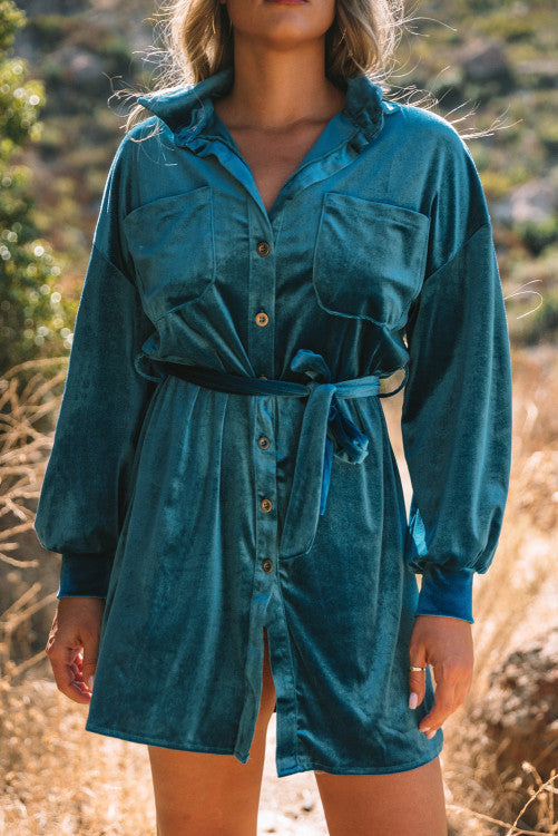 Velvet Shirt Dress