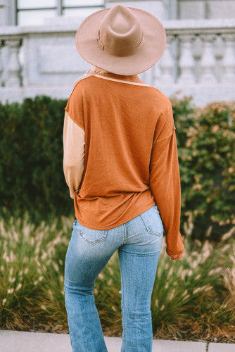 Multi Textured Colorblock Henley