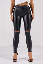 Laser Cut Faux Leather leggings