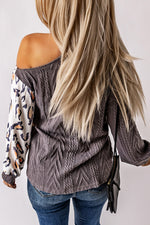 High Neck Leopard Cold Shoulder