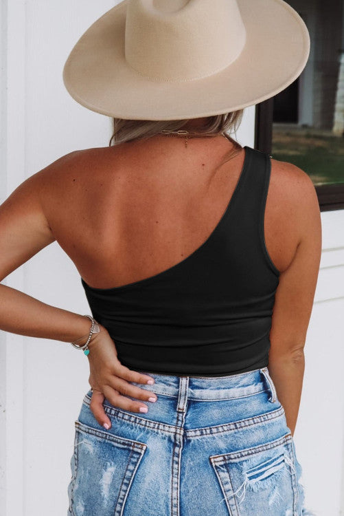 Crop One shoulder tie waist