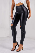 Laser Cut Faux Leather leggings