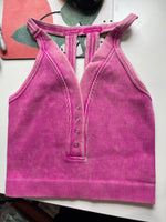 Halter Button Crop Tank