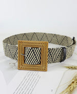 Square accent straw belt