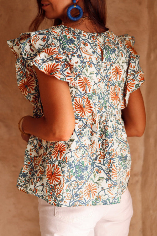 Vintage Floral Print Blouse