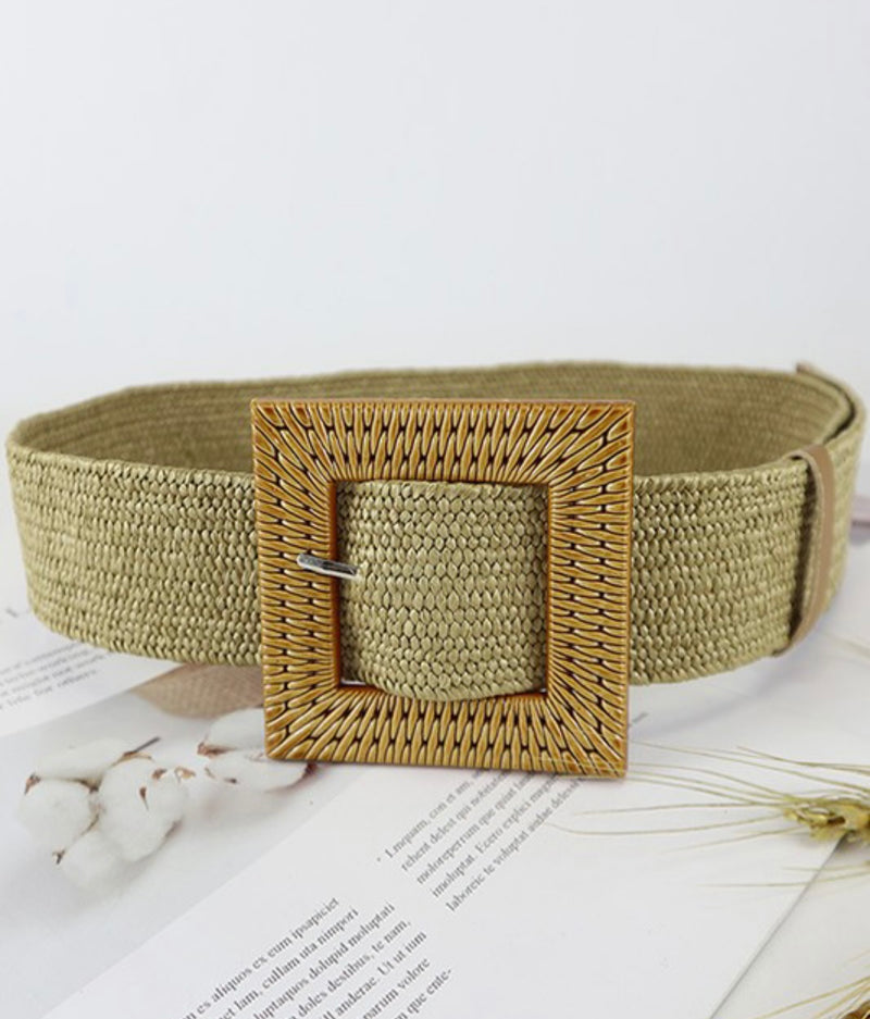 Square accent straw belt