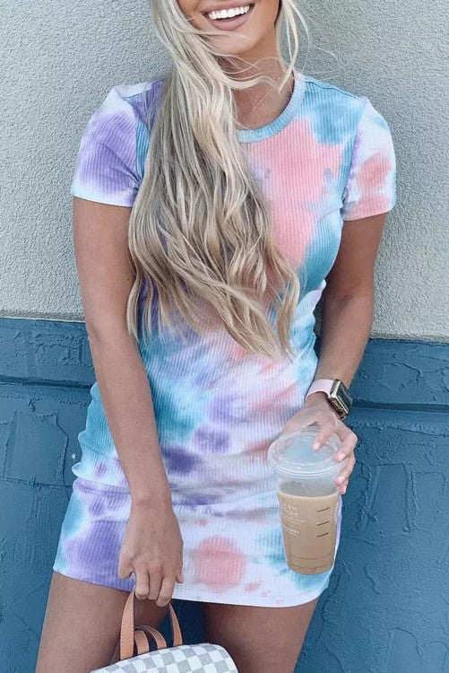 Tie Dye Ribbed Dress