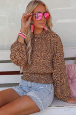 Smocked Waist Cheetah Top