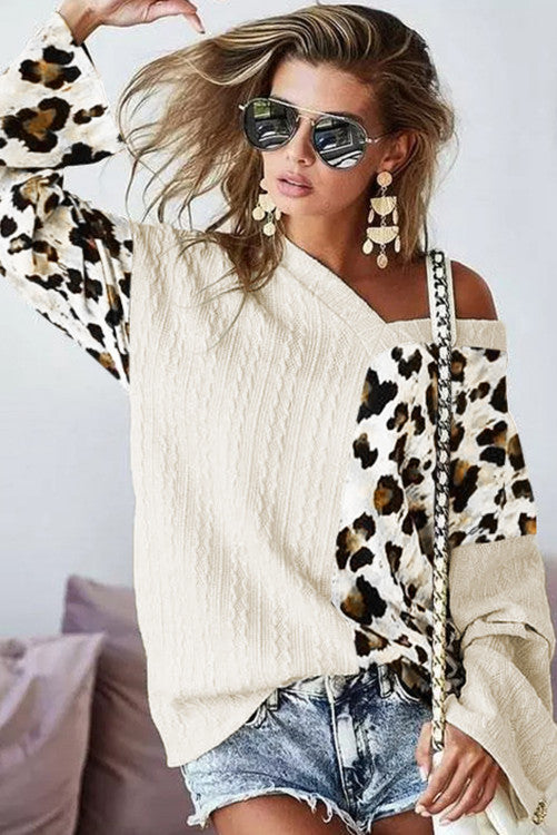 Asymmetric Leopard and Knit V