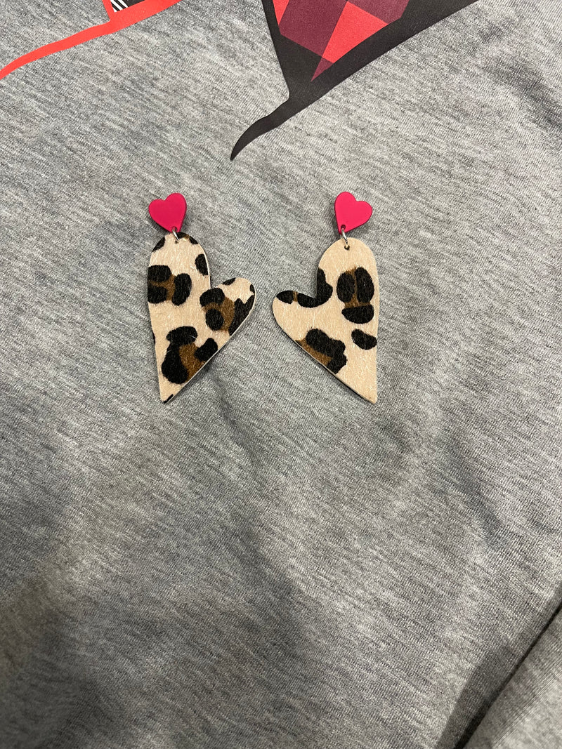 Heart Leopard Earrings