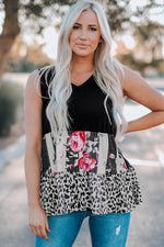 Leopard and Floral Tiered Tank