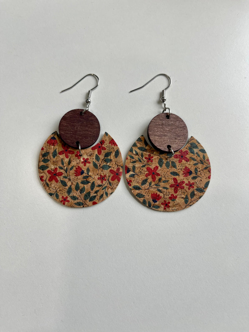 Flower cork earrings