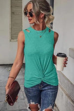 Sleeveless Twisted Cutout Shirt