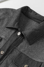 Grey contrast trim Fleece Shacket