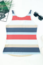 Multi Color Stripe Notched Tank