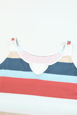 Multi Color Stripe Notched Tank