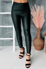 Floral Lace Patterned Faux Leather Leggings