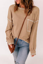 Waffle Knit Pocket Long Sleeve Tee